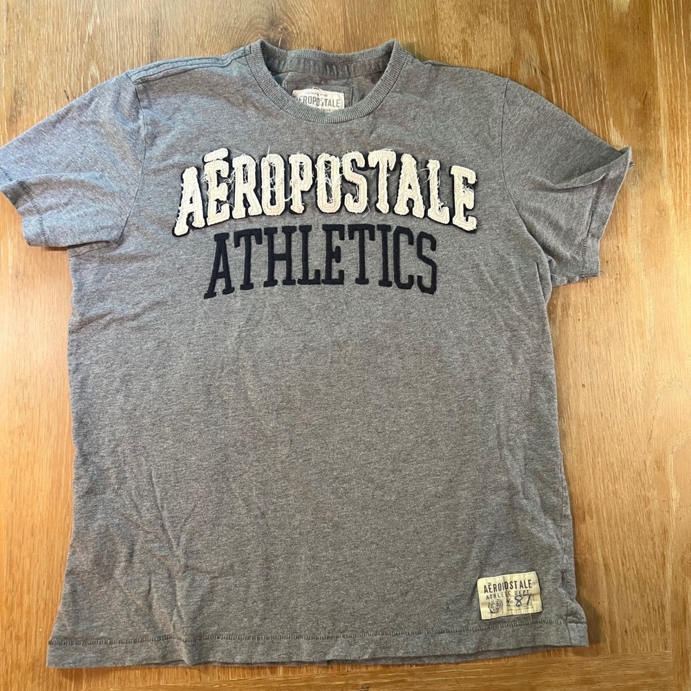 Aeropostale‎ Athletics Gray T-Shirt Mens Large Graphic Cotton Casual Tee Y2K